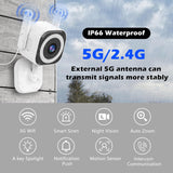 Dual-Antenna Stable 5G WiFi Cameras for Home Security,3X Zoom 2K Outdoor Indoor Security Camera