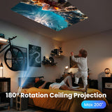 Mini Projector Supports 4k, Wifi, Bluetooth, and 180 Degree Roation Built in Speaker Connects