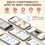 Mini Printer, Thermal Inkless Sticker Maker with 10 Rolls Printing Paper