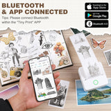 Mini Printer, Thermal Inkless Sticker Maker with 10 Rolls Printing Paper